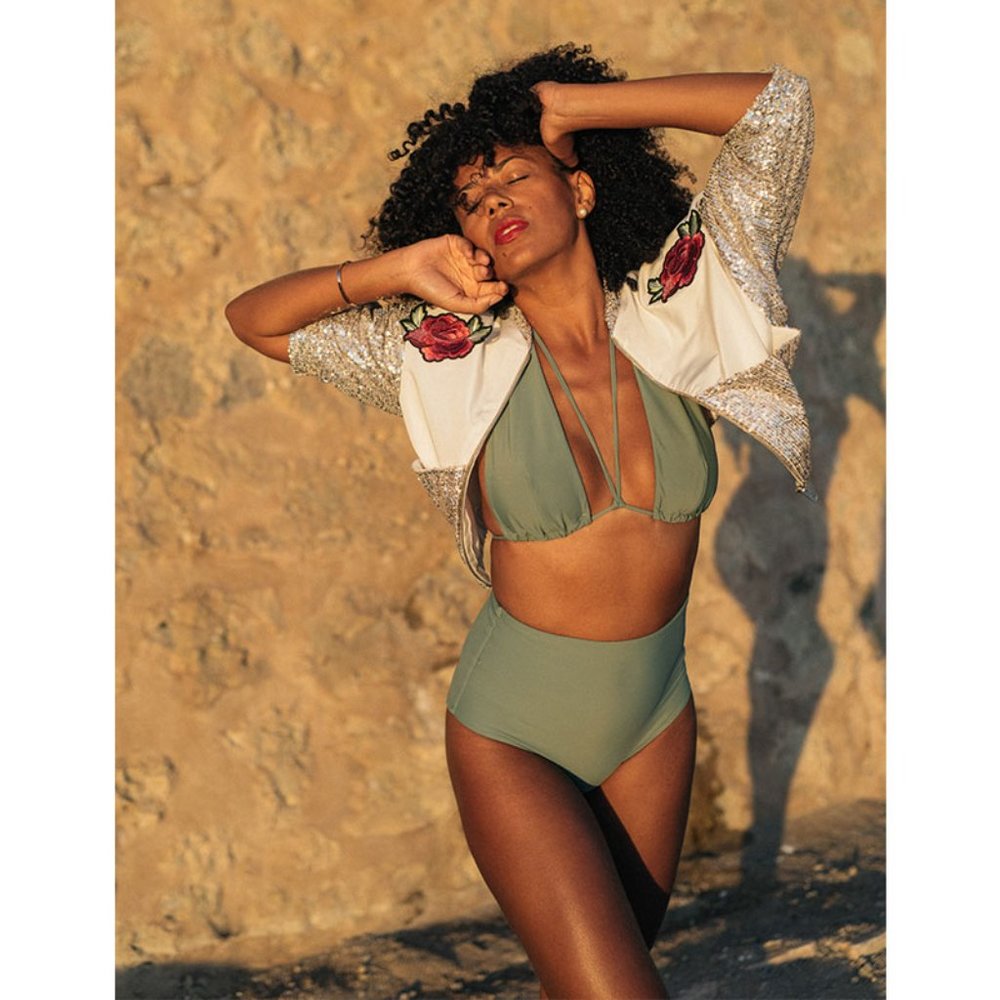 Anekdot Boutique Bikini in Sage and Black
